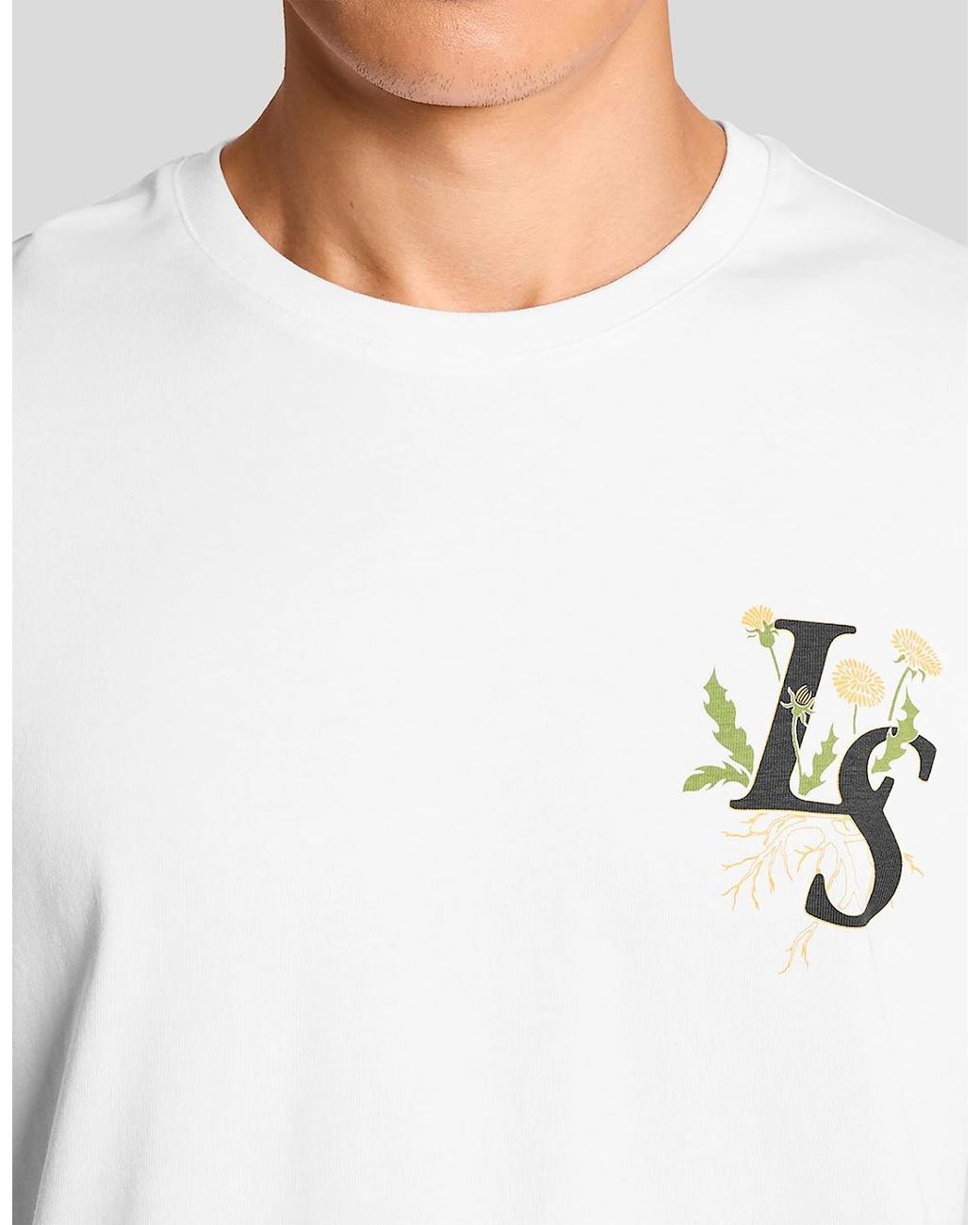 Lyle & Scott White Botanical Graphic T-Shirt for men