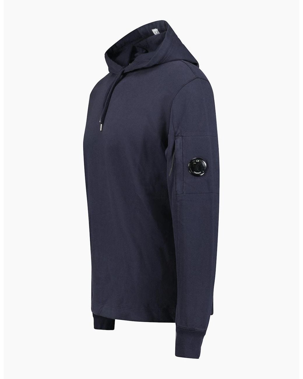 C P Company Blue Hooded Lens Light Fleece Sweatshirt Midnight for men