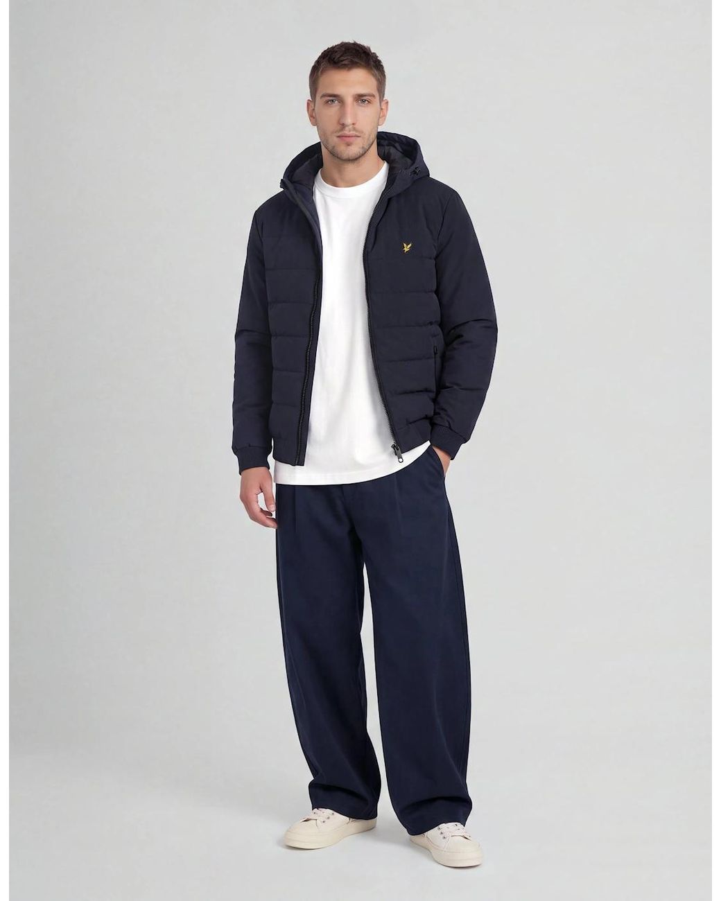 Lyle & Scott Blue Hybrid Puffer Windbreaker Jacket for men
