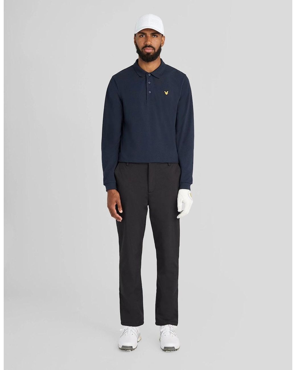 Lyle & Scott Blue Technical Long Sleeve Polo Shirt for men