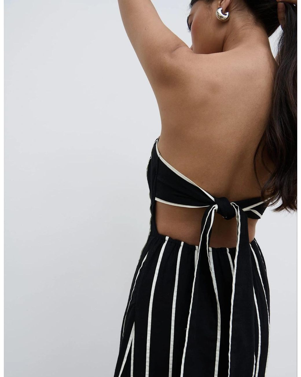Pretty Lavish Black Penny Striped Bandeau Dress