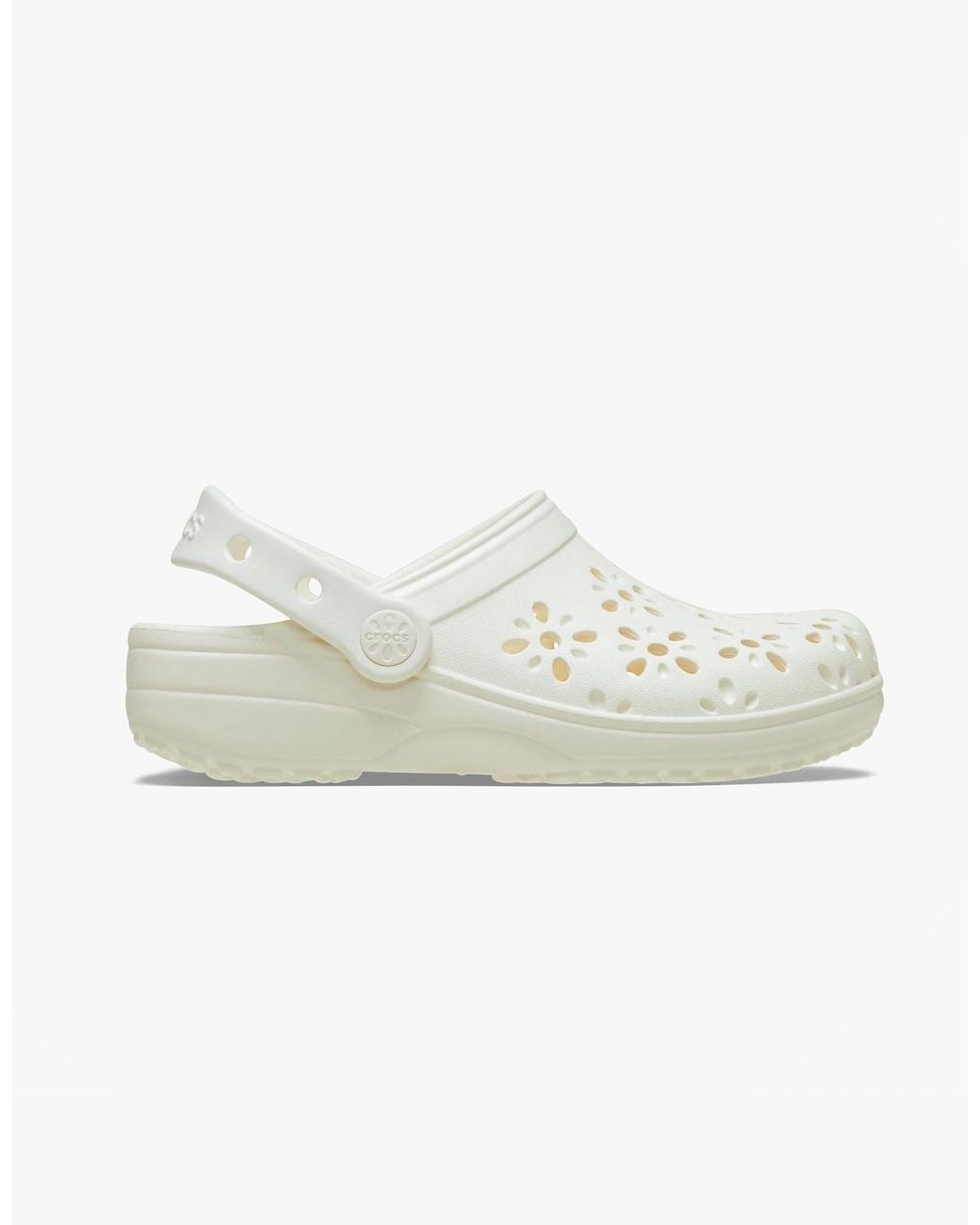CROCSTM White 210927 Classic Floral Cut Out Clogs Chalk