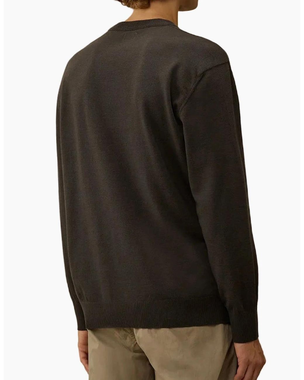 C P Company Black Extrafine Merino Wool Lens Knit for men