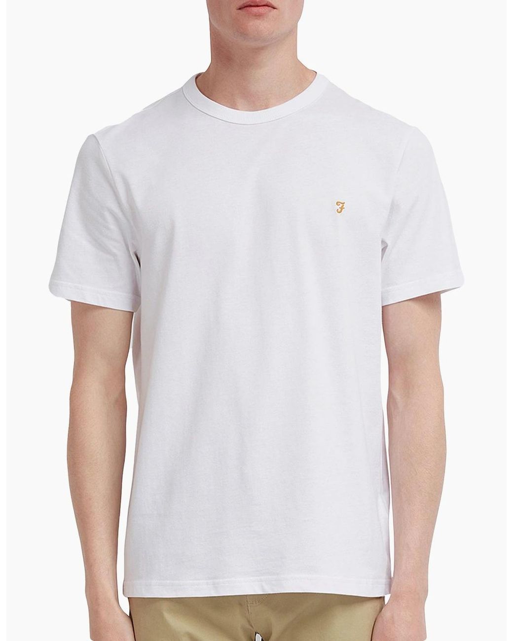 Farah White New Danny T-Shirt for men