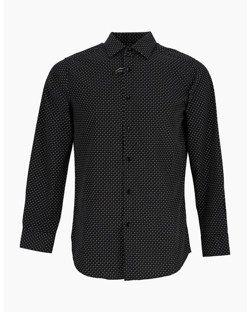 Scotch & Soda Black Pattern Long Sleeve Shirt Collar Shirt for men