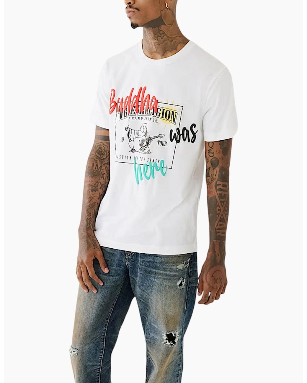 True Religion White 108017 T Shirts Crew Neck Tee for men