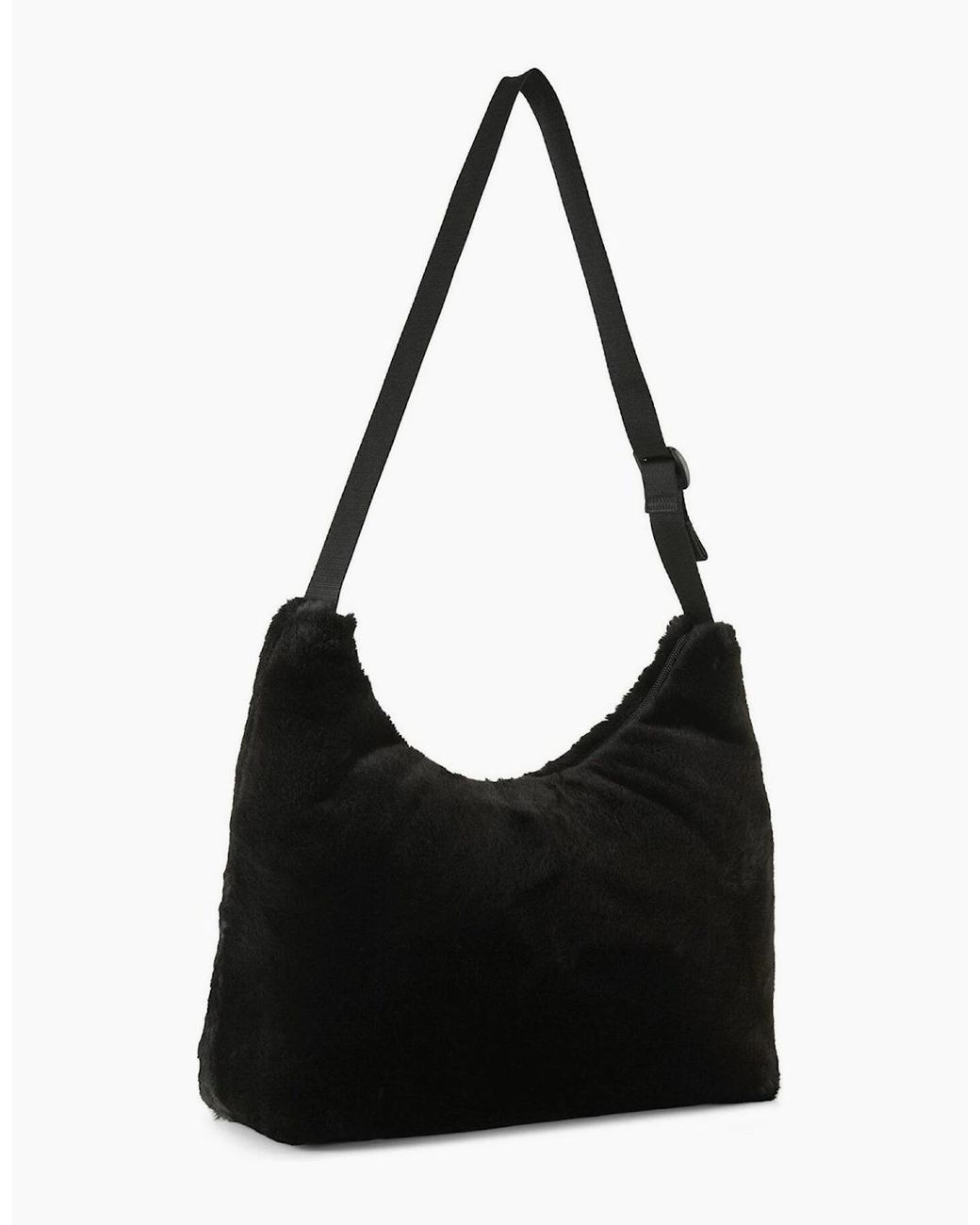 PUMA Black Up Faux Fur Slouchy Hobo Bag