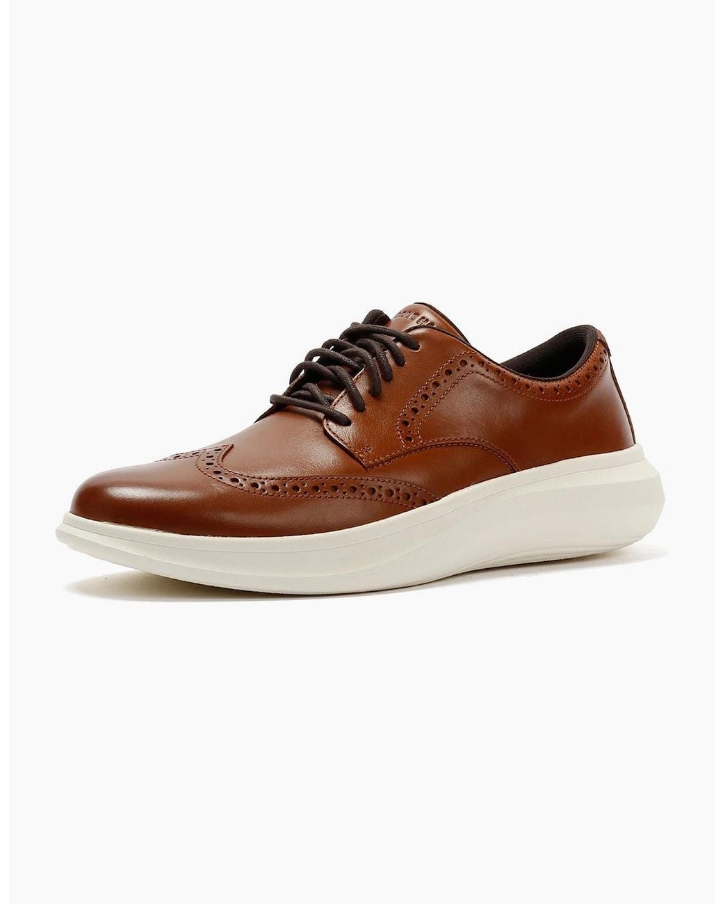 Cole Haan Brown Grand Aerion Wingtip Oxfords Leather British Tan Lace-Up Shoes for men