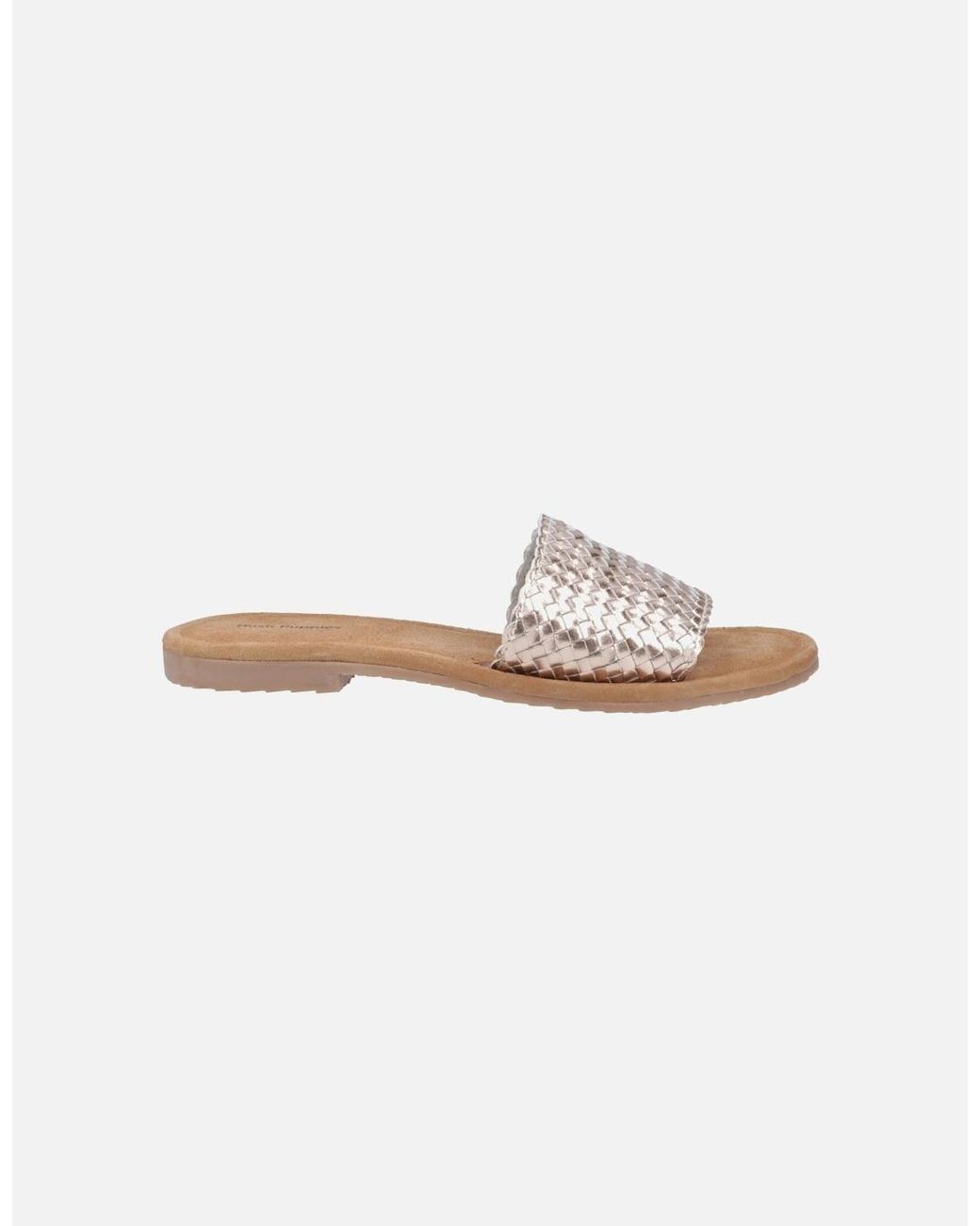 Hush Puppies White Hetty Slide Leather Bronze Sandals