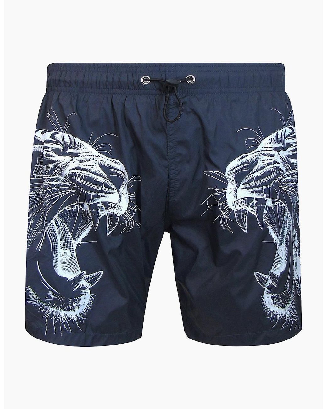Philipp Plein Blue Plein Sport Double Tiger Logo Medium Boardshort Swim Shorts for men