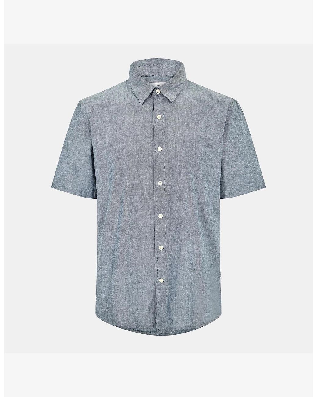 Peter Werth Blue Collared Neck Short Sleeve Regular Fit Shirt for men