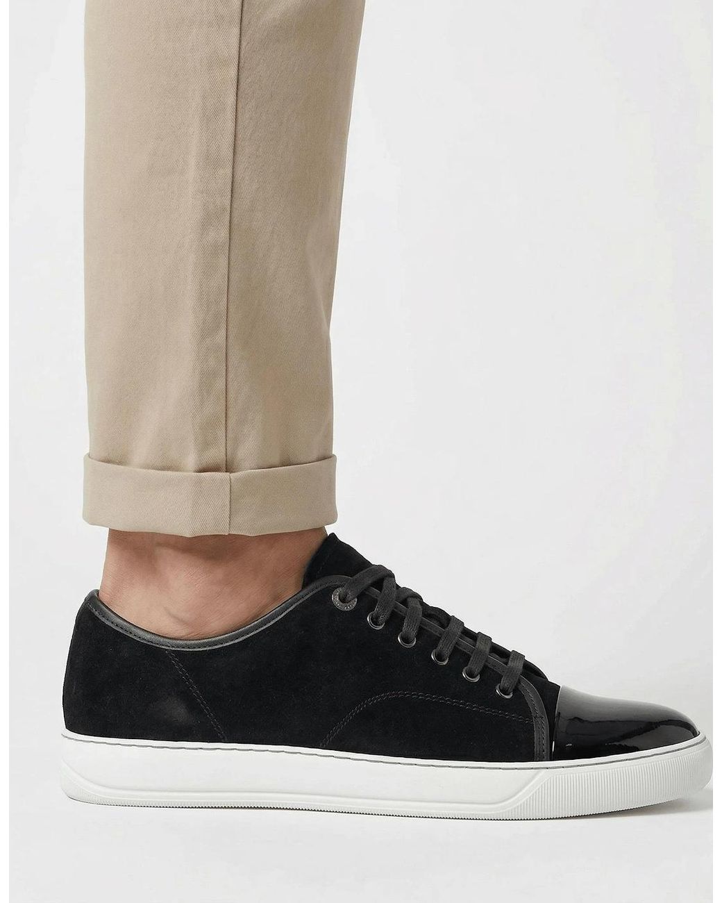 Lanvin Black Suede Patent Dbb1 Toe Trainers for men