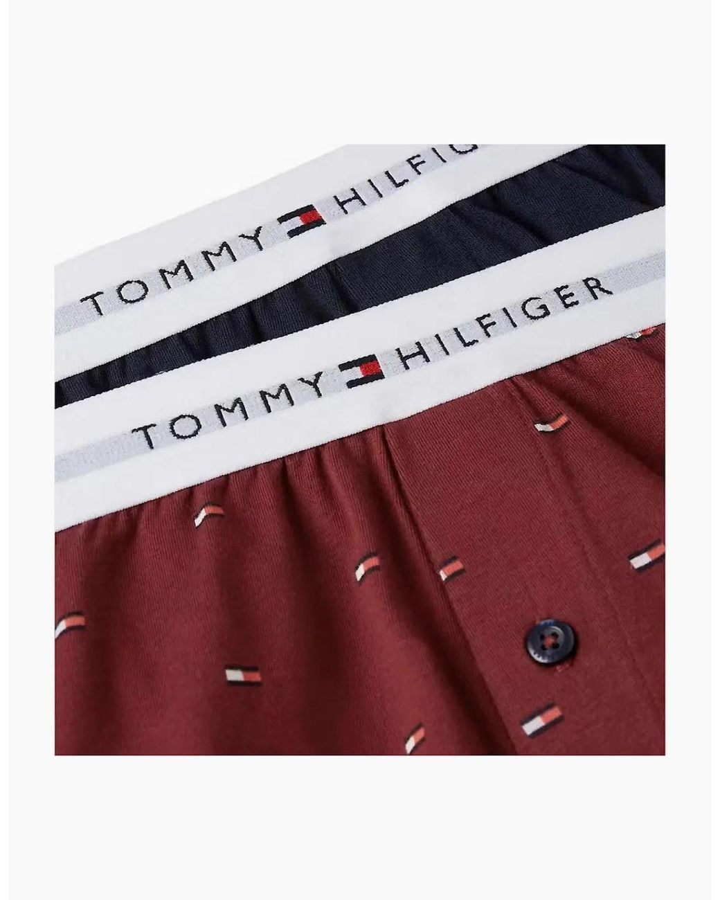 Tommy Hilfiger Red 2-Pack Flag Print Jersey Boxer Shorts, Burguny for men