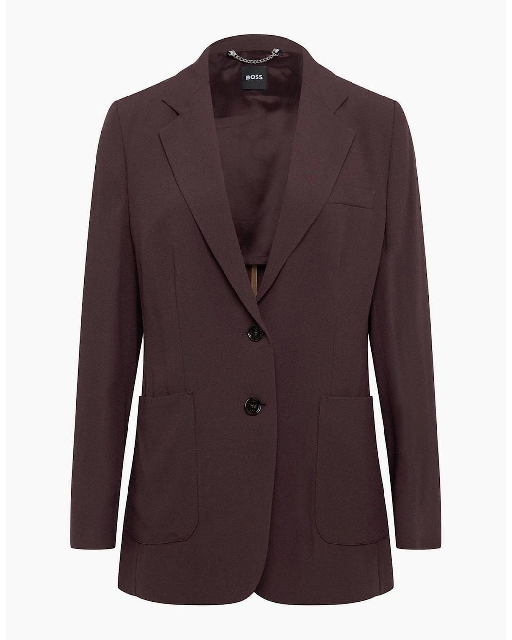 Boss Purple Solid Patterned Lapel Collared Woven Cuff Blazer