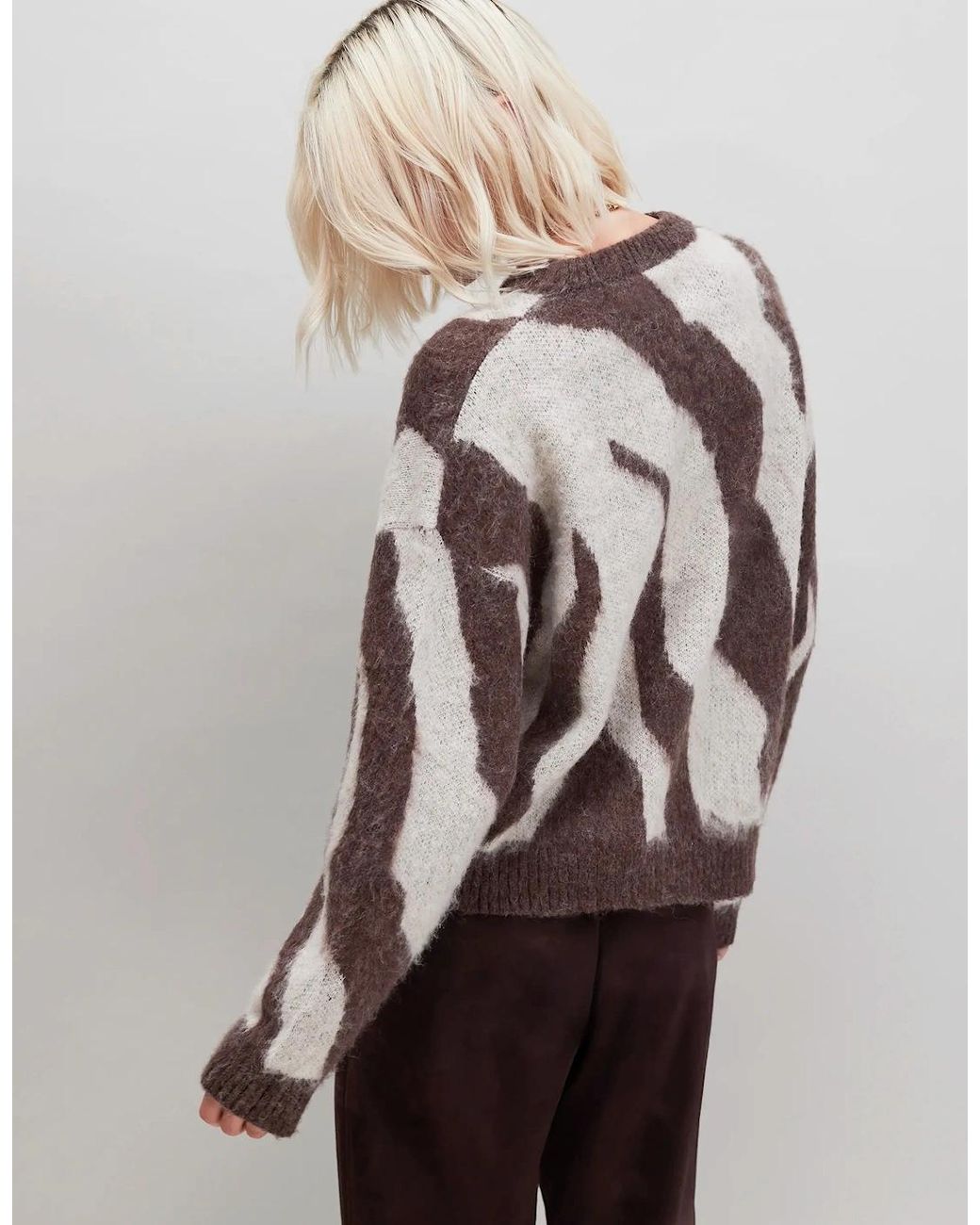 Ro&zo Gray Zebra Brushed Knit Jumper With Alpaca