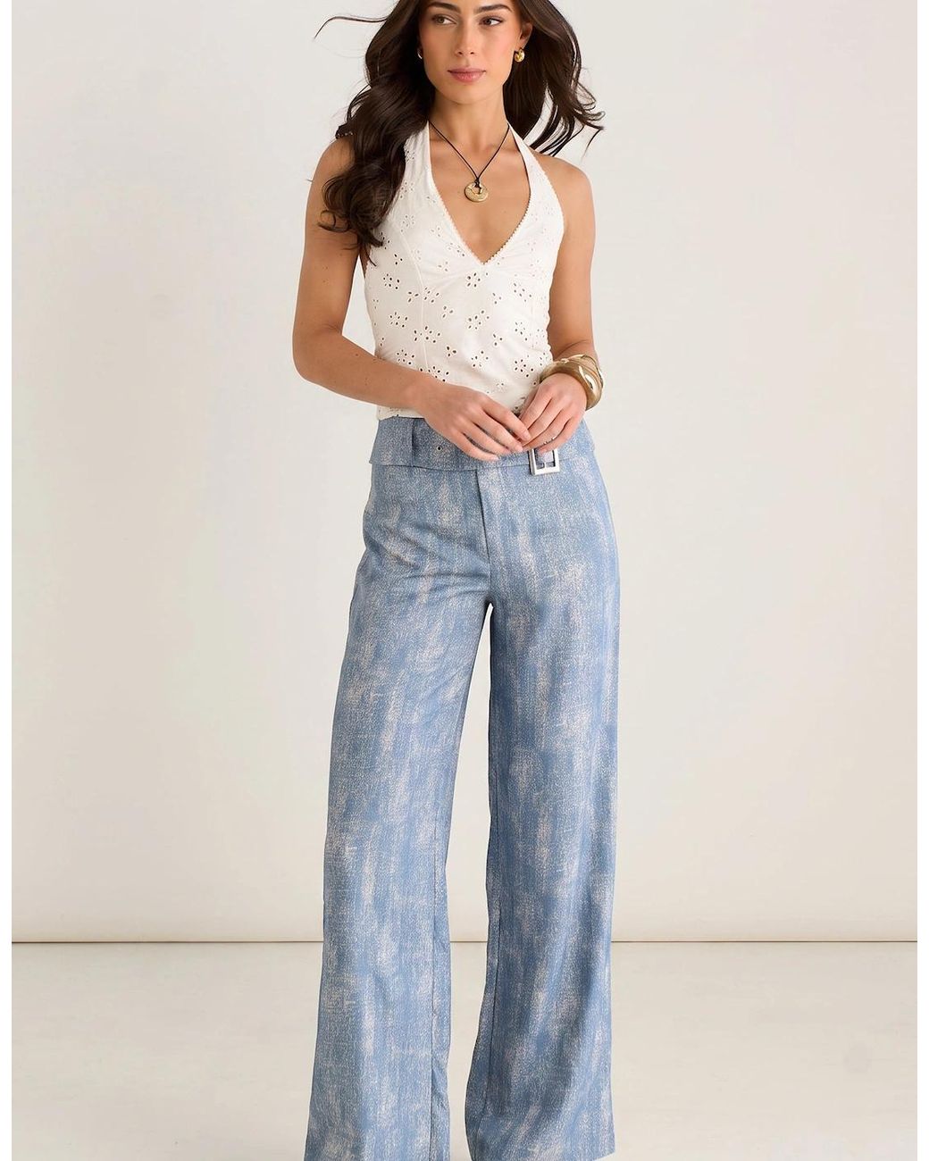 Gini London Blue Buckle Detail Trouser
