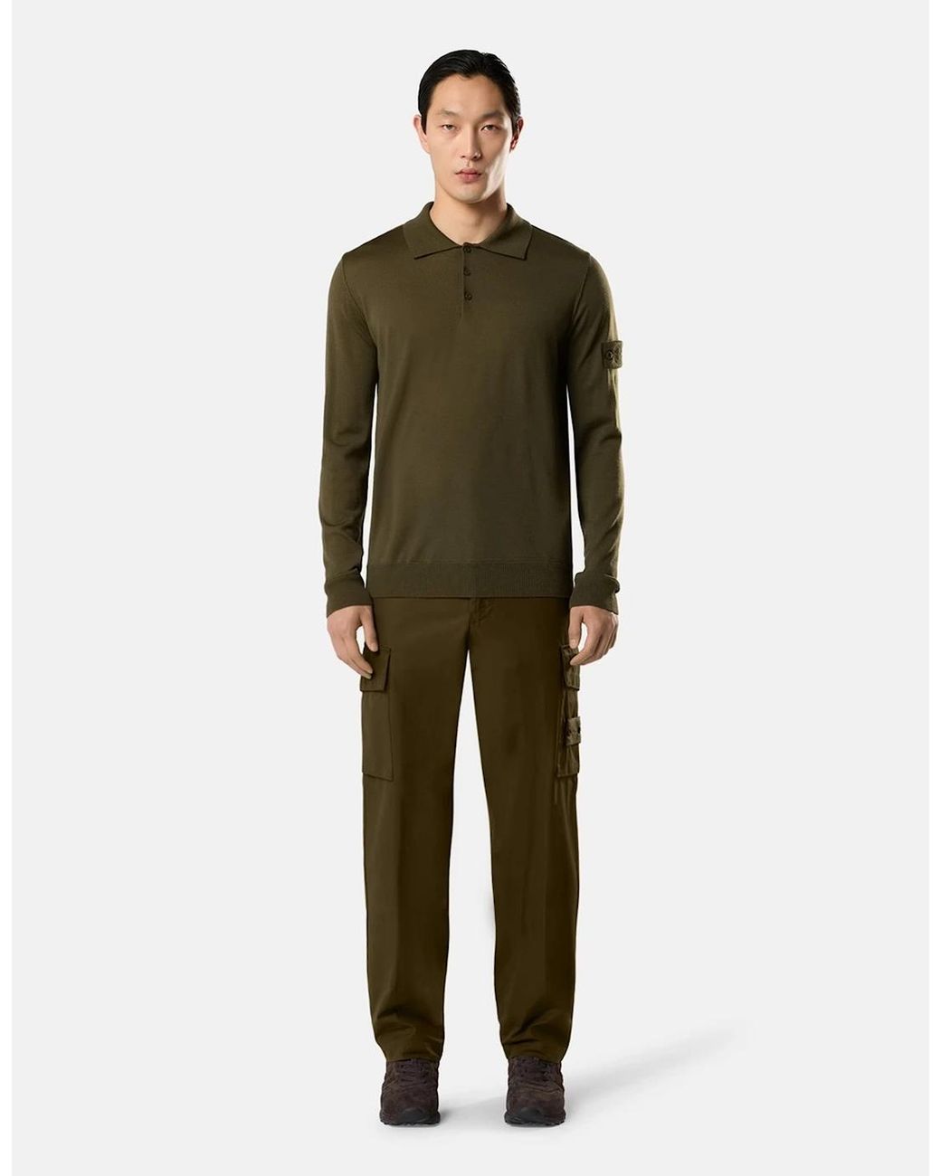 Stone Island Green Ghost 5100076 Knitted Polo for men