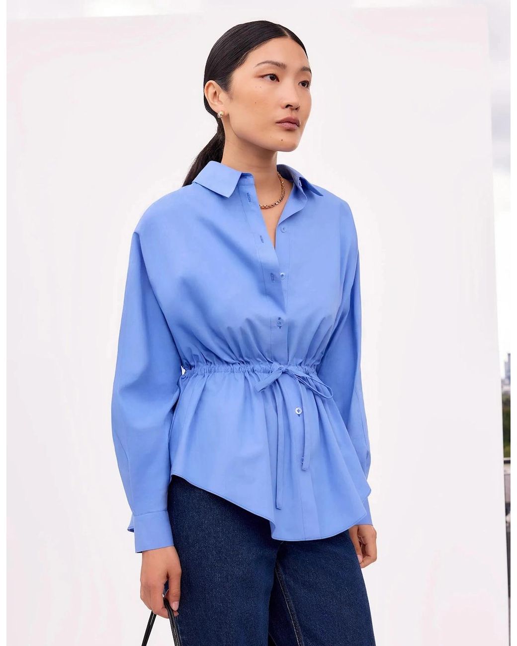 Ro&zo Blue Gathered Waist Shirt