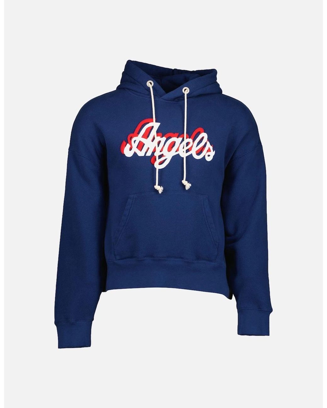Palm Angels Blue Oversized Angels Logo Hoodie for men