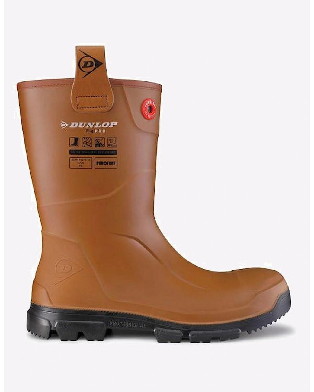 Dunlop Brown Purofort Rigpro Full Safety Waterproof Wellington for men