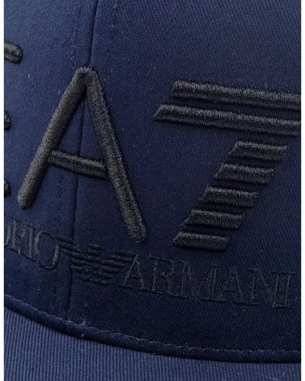 EA7 Blue Embroidered Logo Baseball Hat Dark for men