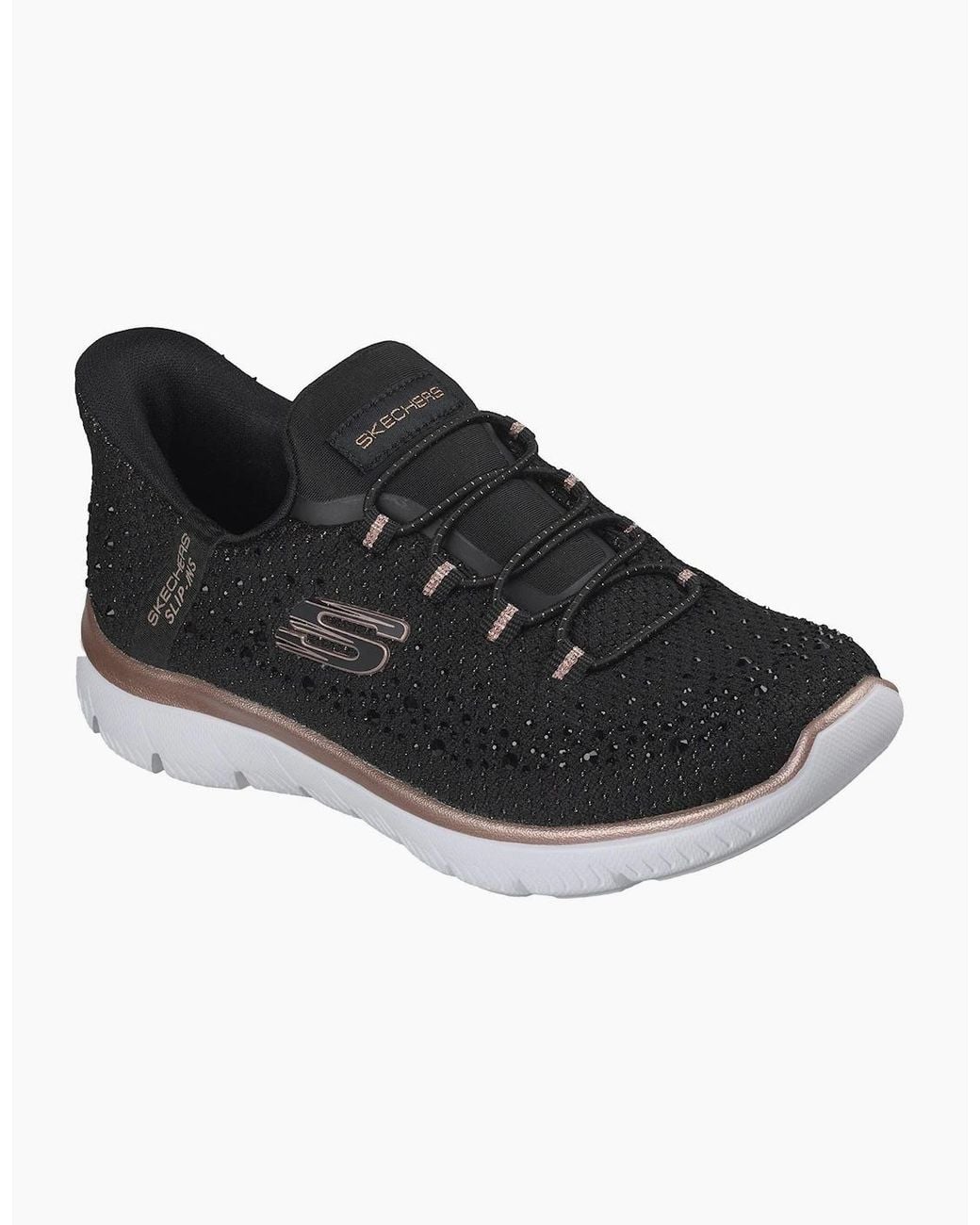Skechers Black Summits Brilliant Shine Mesh/Rose Trim Trainers