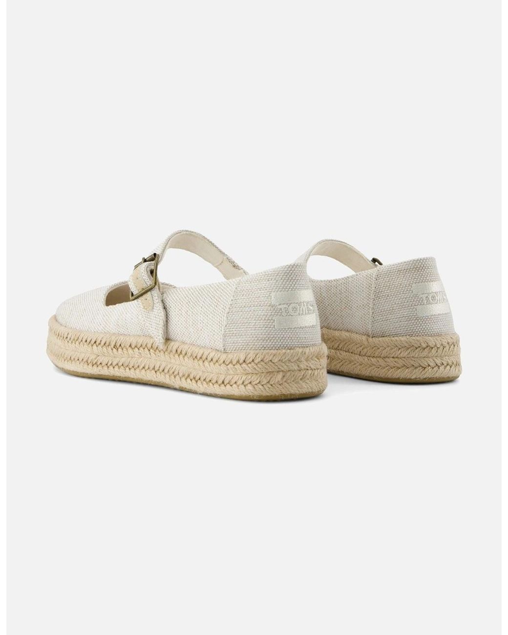 TOMS White Carolina Mary Jane Nylon Natural Espadrilles
