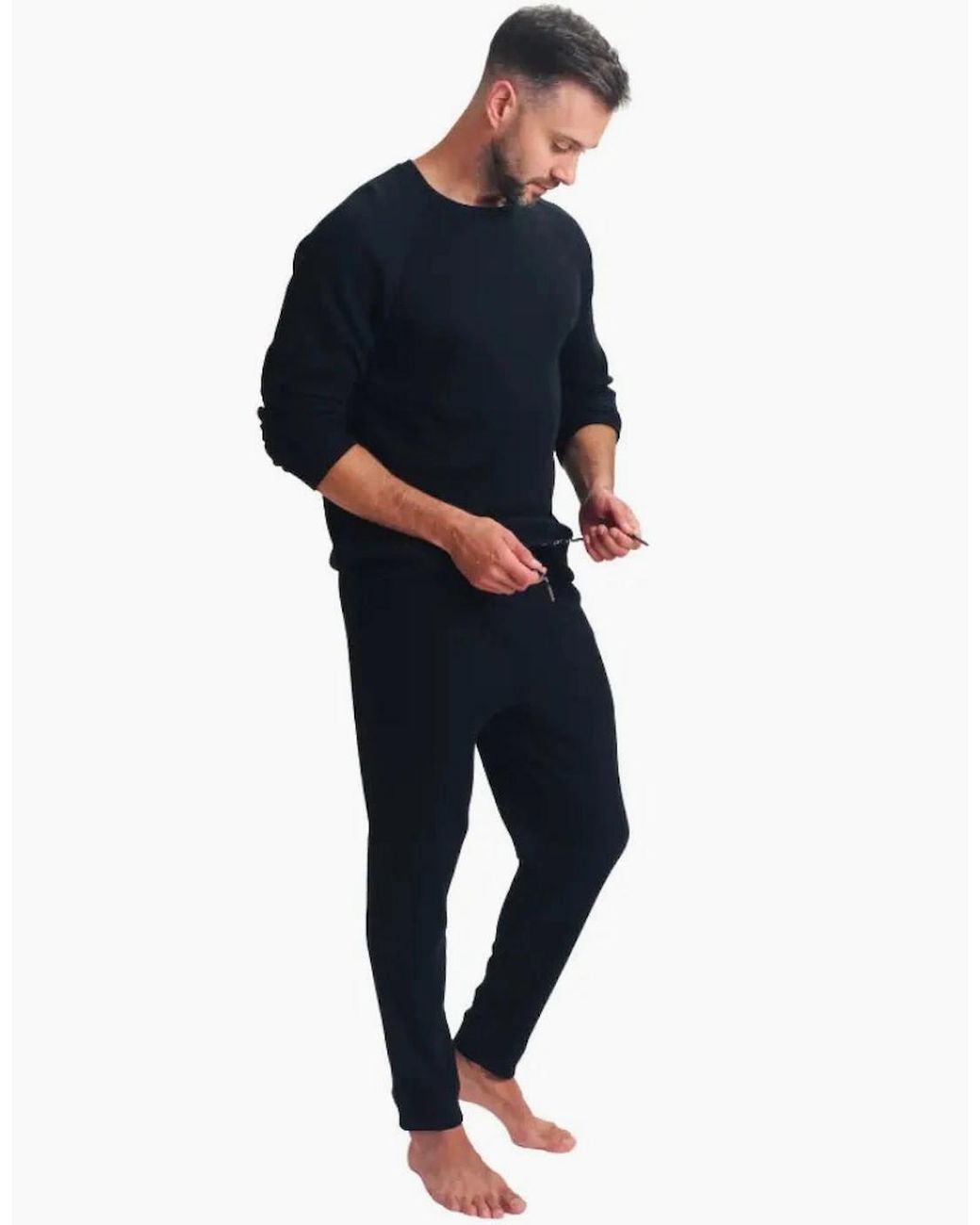 Ted Baker Black Waffle Long-Sleeve Top & Joggers Lounge Set for men