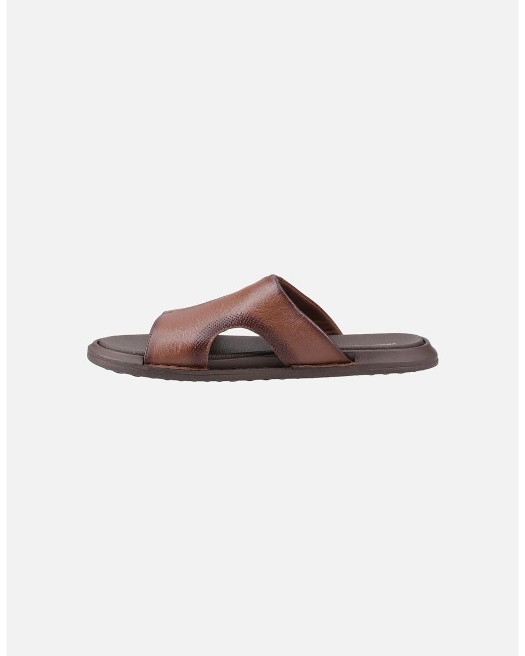 Hush Puppies Brown Callum Slide Leather Sandals for men