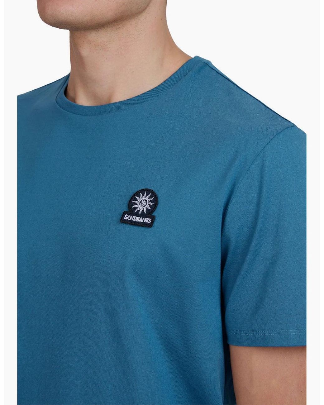 Sandbanks Blue Mercerised Badge T-Shirt A1-26 for men