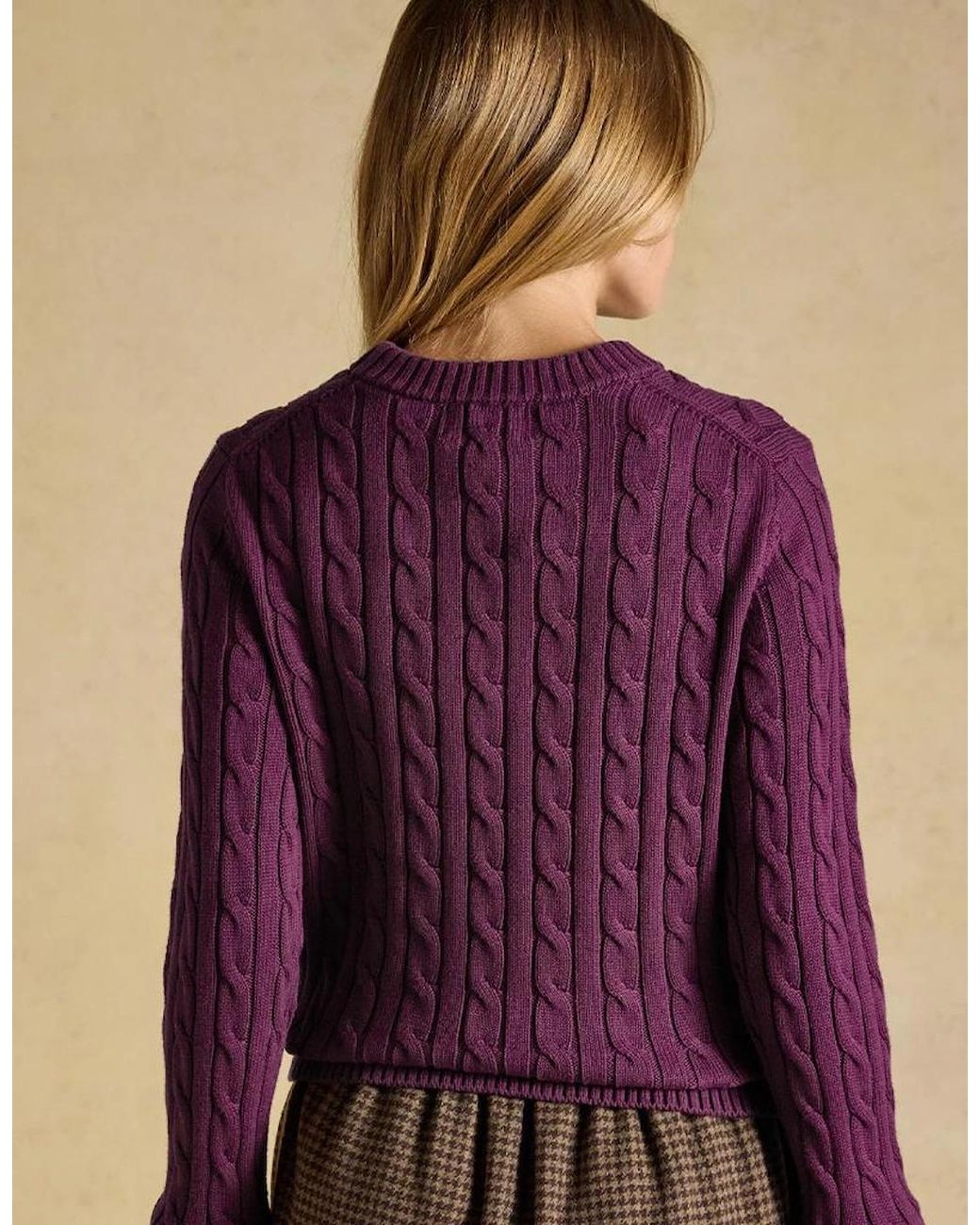 Joules Purple Classic Cable Sweaters Wine