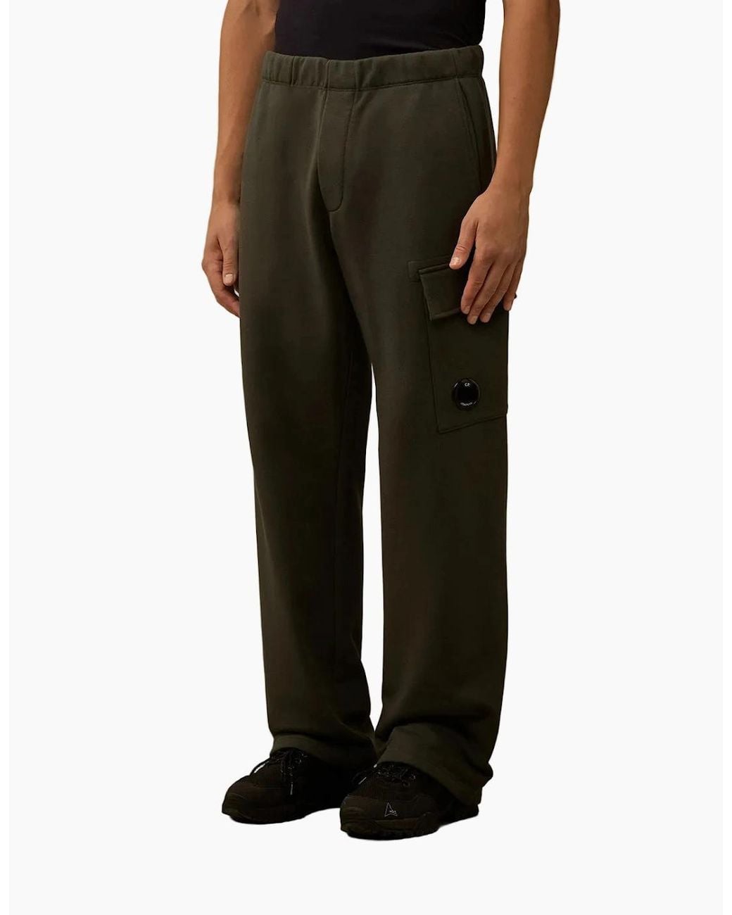 C P Company Gray Diagonal Raised Fleece Lens Sweatpants for men