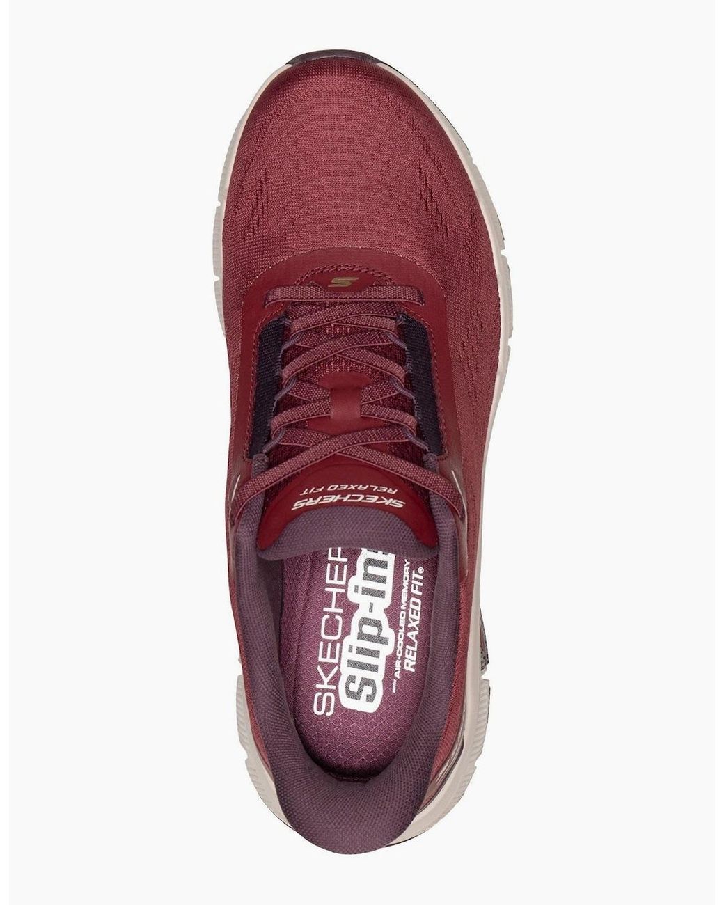 Skechers Red Relaxed Fit Flex Zayder Textile Burgundy Mesh/Synthetic Trainers for men
