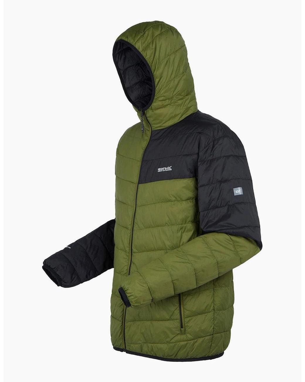 Regatta Green Hooded Puffer Jacket With Zipped Pocket And Printed Logo for men
