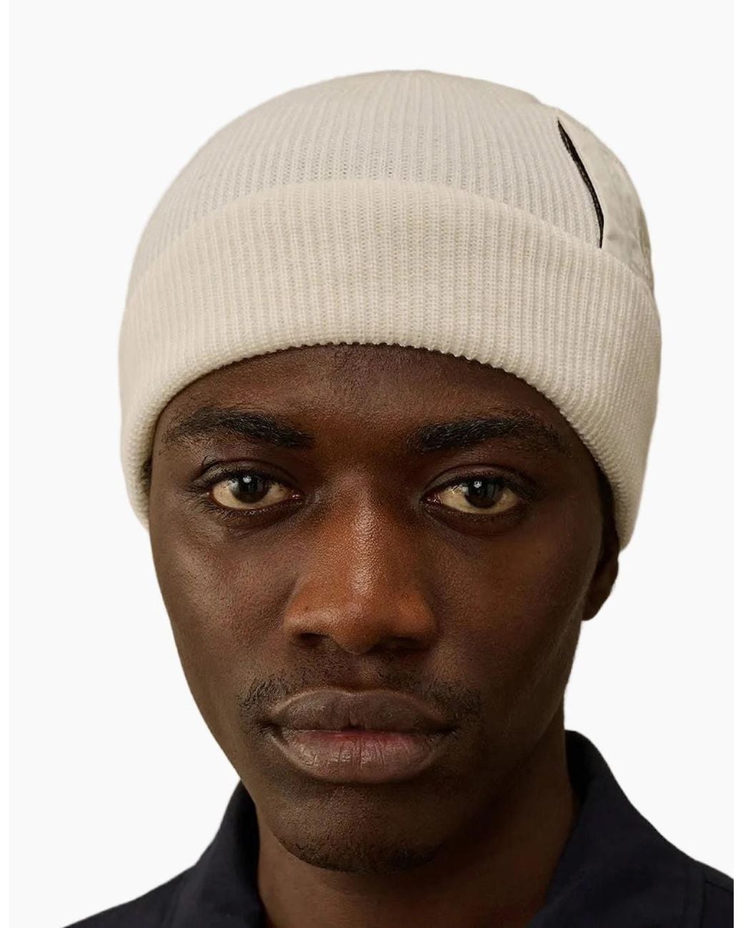 C P Company Natural Extrafine Merino Wool Pocket Beanie for men