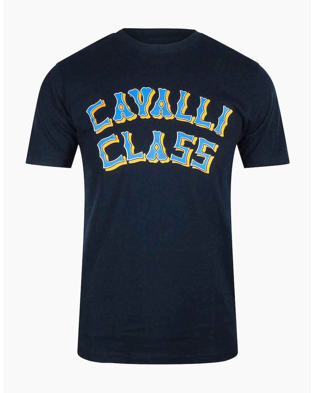 Roberto Cavalli Blue Cavalli Class Layered Logo T-Shirt for men