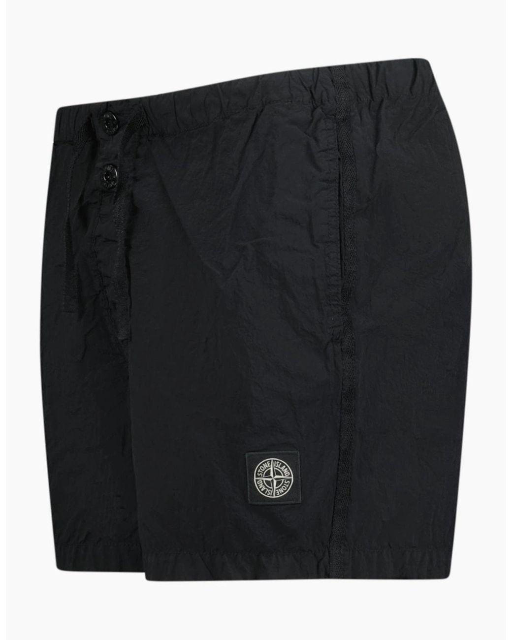 Stone Island Black Compass Button Chrome Swim Shorts for men