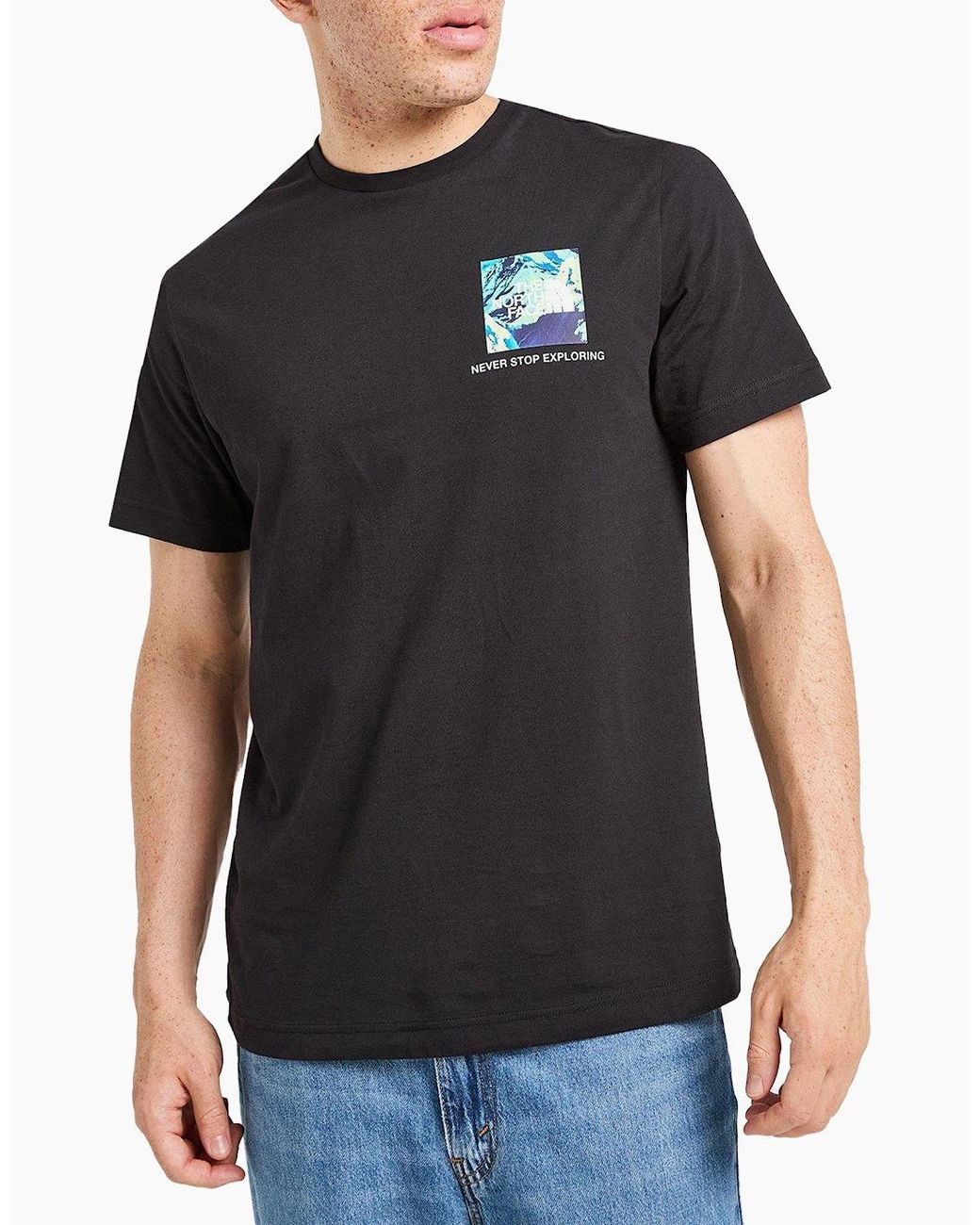 The North Face Black Heat Map T Shirts Short Sleeve Crew Neck Tee for men
