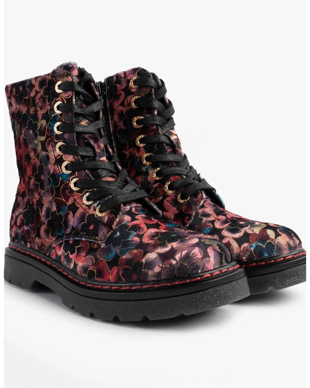 Heavenly Feet Multicolor Justina2 Viola Velour Ankle Boots Rose