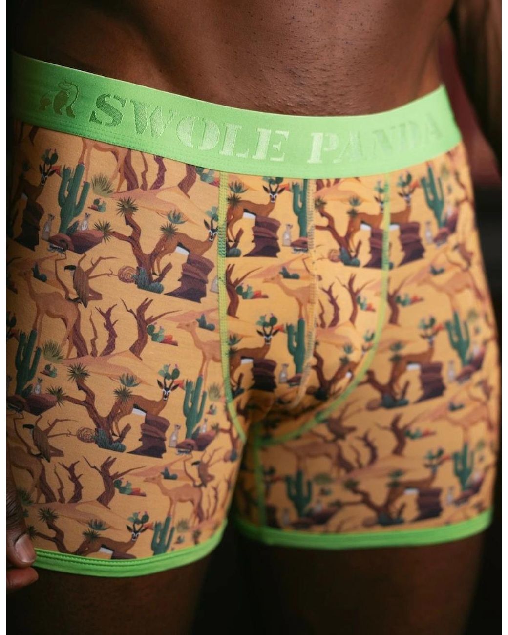 Swole Panda Green Savannah Bamboo Boxer Brief for men