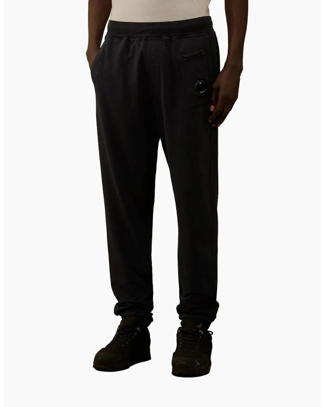 C P Company Black Light Fleece Lens Sweat Pants for men