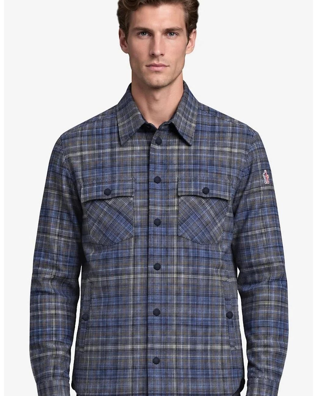 Moncler Blue Checkered Shirt for men