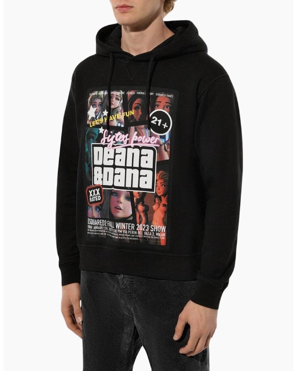 DSquared² Black Sisters Power Deana And Dana Hoodie for men