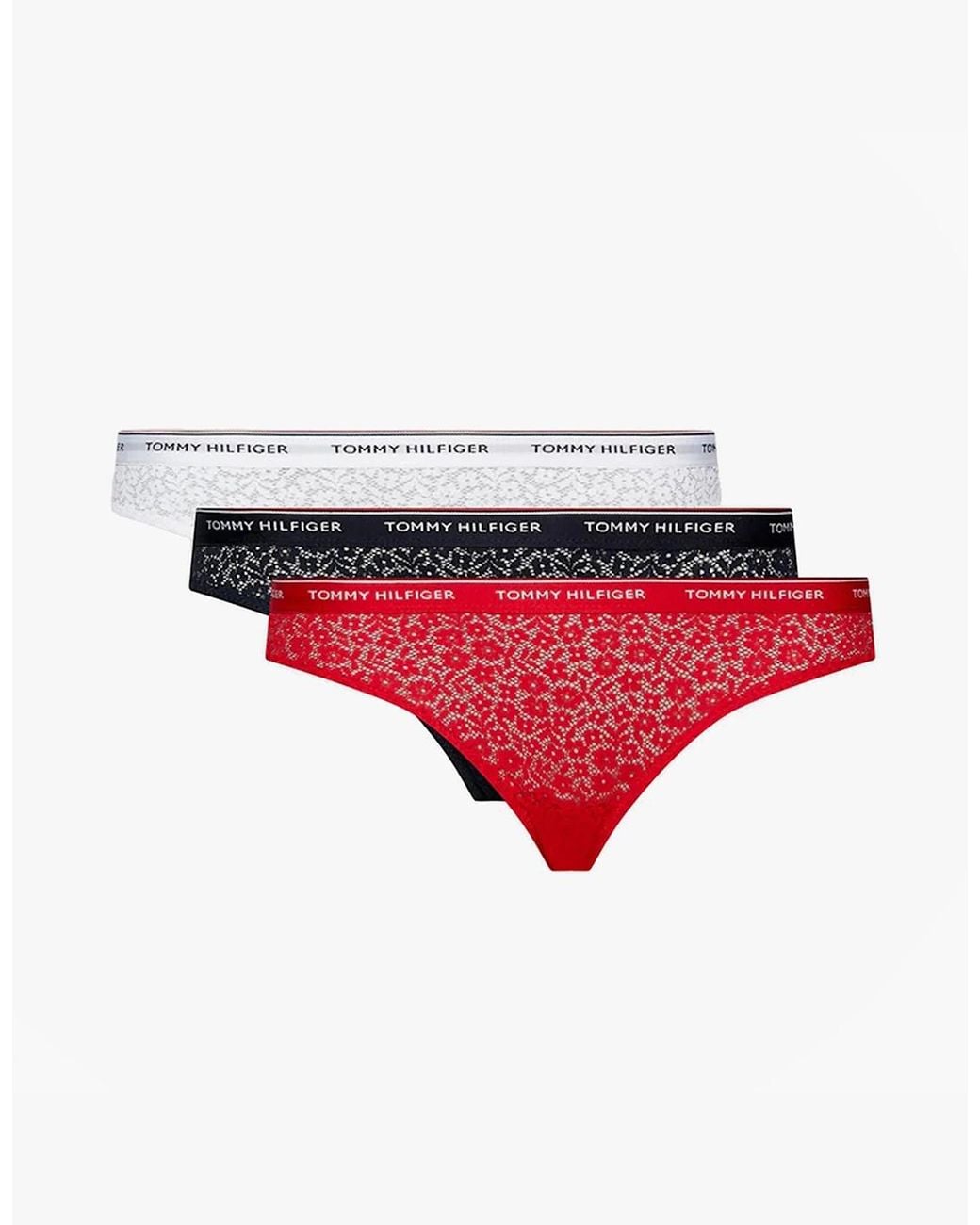 Tommy Hilfiger Red Bikini Lace 3 Pack Underwear Desert Sky//Primary