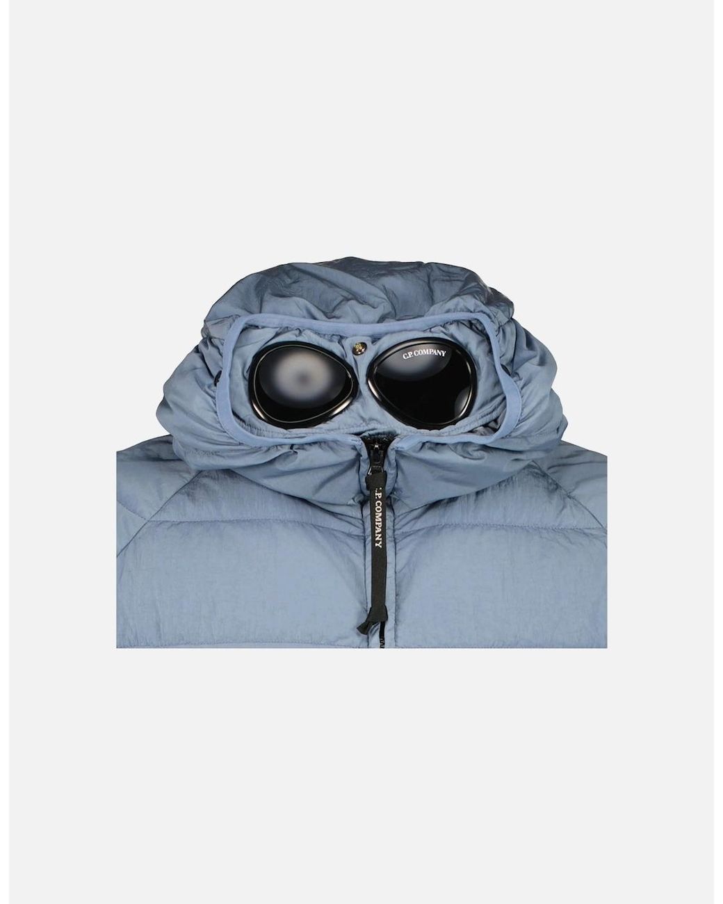 C P Company Blue Eco-Chrome R Down Goggle Jacket for men
