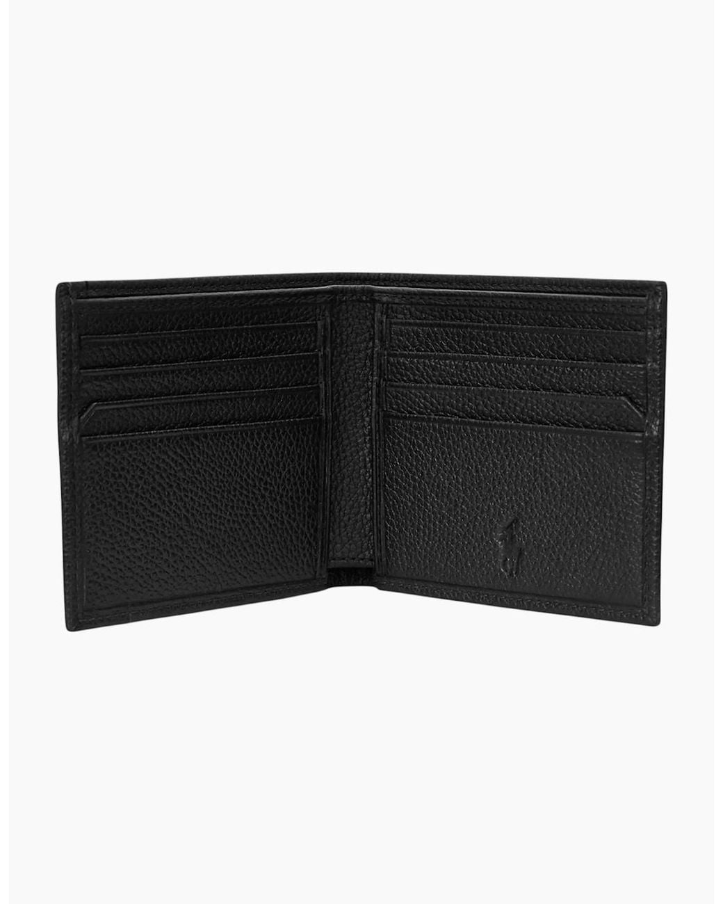 Polo Ralph Lauren Black Ralph Lauren Genuine Leather Wallet M Polo Billfold Credit Card Holder for men