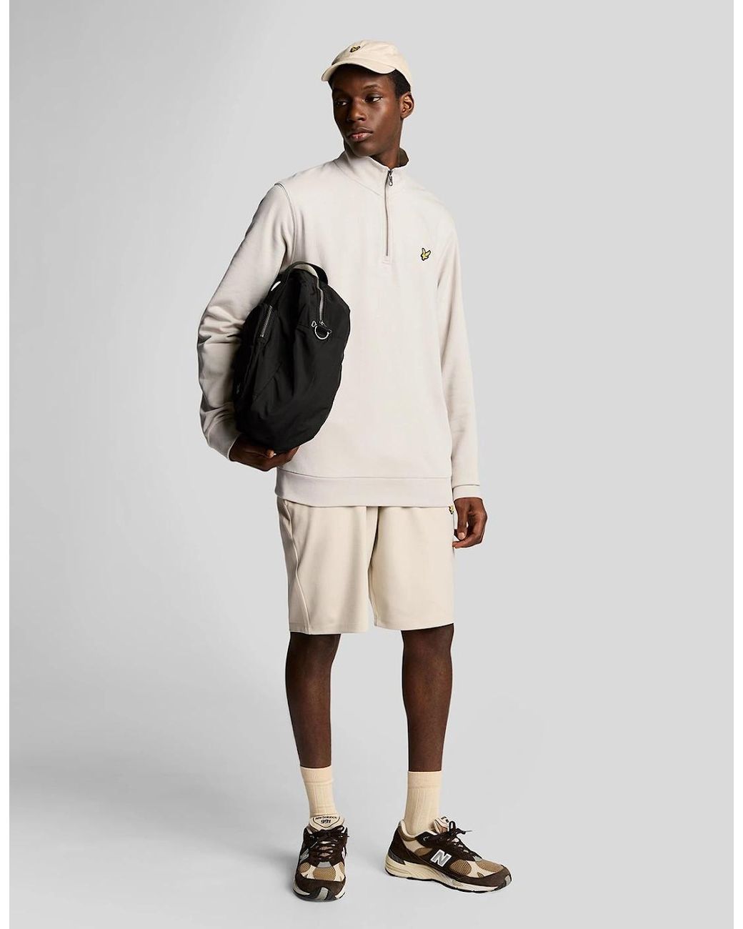 Lyle & Scott Natural Cotton Loopback 1/4 Zip Sweatshirt for men