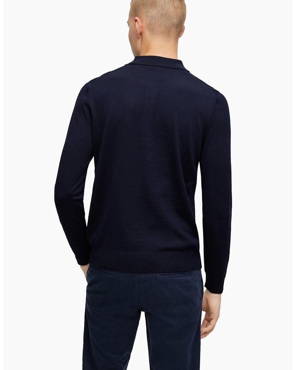 Boss Blue Boss Bono-L Long Sleeved Polo Shirt Dark for men