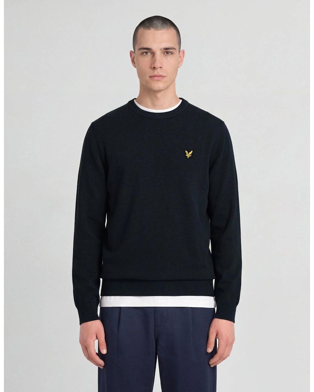 Lyle & Scott Blue Archive Knitted Crew Neck Jumper for men