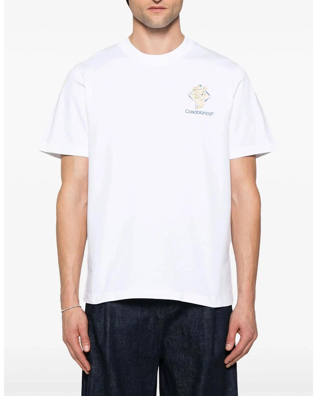 Casablanca White Diamond Column Printed T-Shirt for men